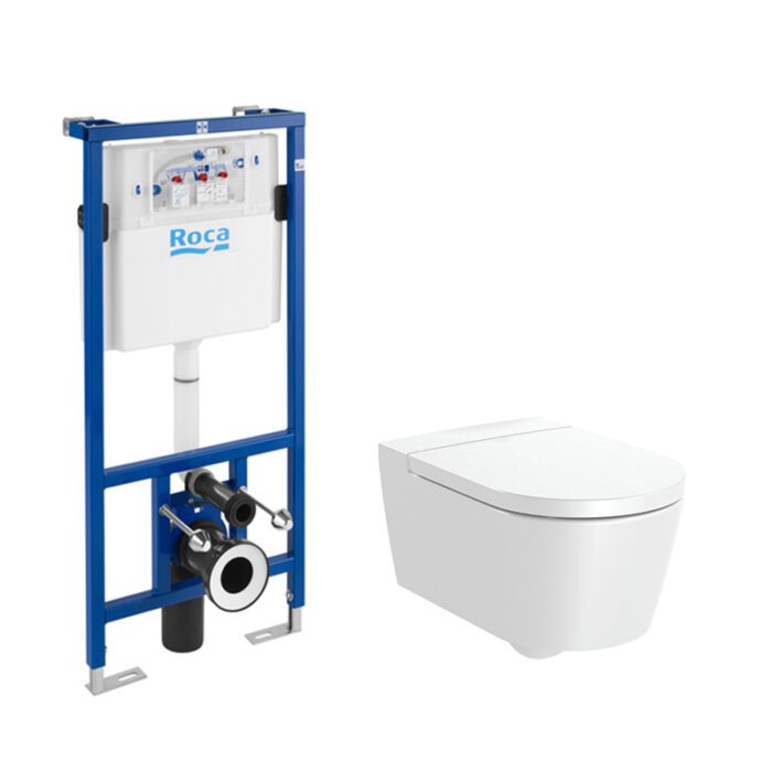 Промо комплект тоалетна Inspira Round Rimless + вградено казанче Duplo + седалка и капак, забавено падане Промо комплект тоалетна Inspira Round Rimless + вградено казанче Duplo + седалка и капак, забавено падане