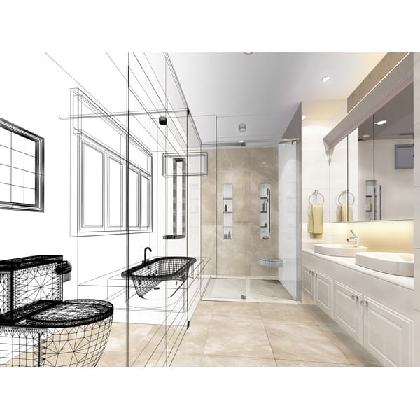 abstract sketch design of interior bathroom
