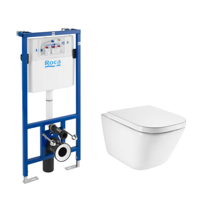 Промо комплект окачена тоалетна GAP SQUARE RIMLESS + структура и бутон DUPLO + тънка седалка и капак