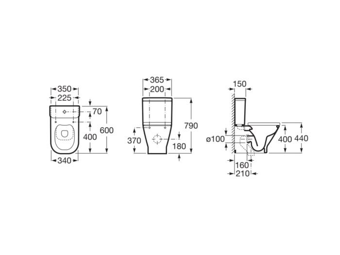 Компактен моноблок, долепен до стената Roca The Gap Square Rimless, 36,5 см