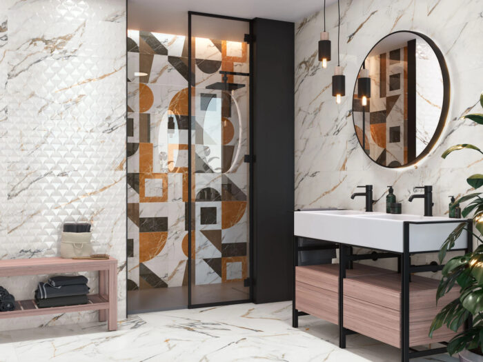 Firenze 9543 Calacatta Gold Decor Фаянс 30×90 Серия 9543 Firenze Calacatta 30x90