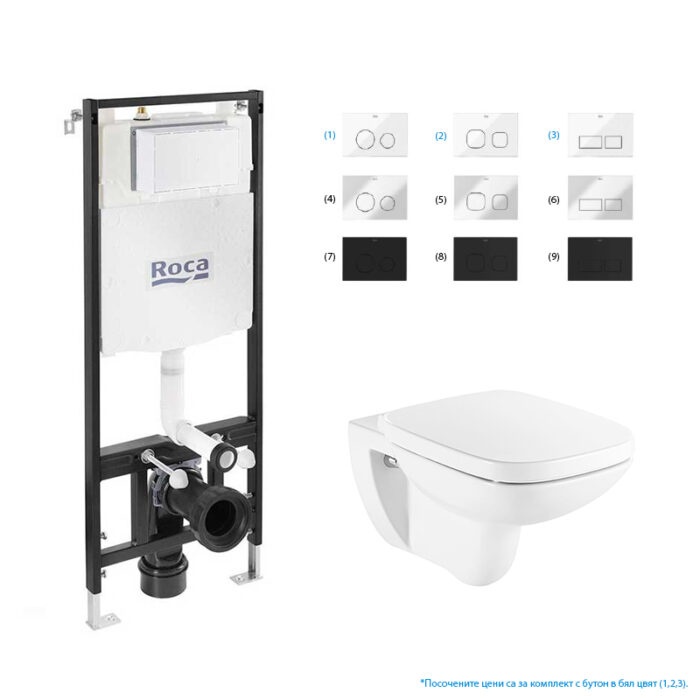 Промо комплект oкачена тоалетна DEBBA SQUARE, RIMLESS + структура и бутон ACTIVE ONE + седалка и капак Промо комплект oкачена тоалетна DEBBA SQUARE, RIMLESS + структура и бутон ACTIVE ONE + седалка и капак