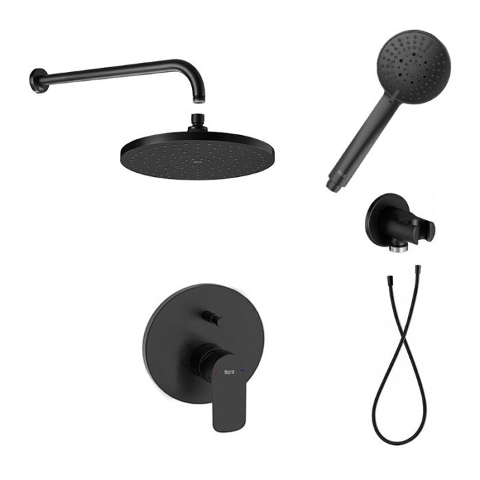 Комплект вграден смесител Cala с аксесоари, черен мат