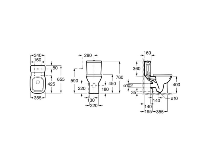 Моноблок Roca Debba със седалка и капак забавено падане