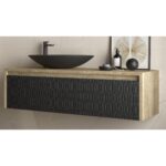 Шкаф с умивалник Lambda 120 см Дървесен/Черен