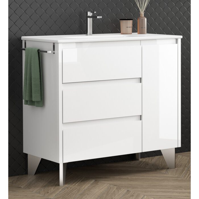 Шкаф с умивалник Cervino 90 Бял гланц