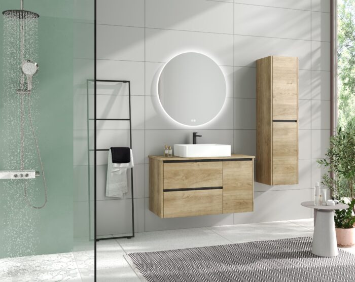 Шкаф с умивалник Nevi 100 см Дървесен