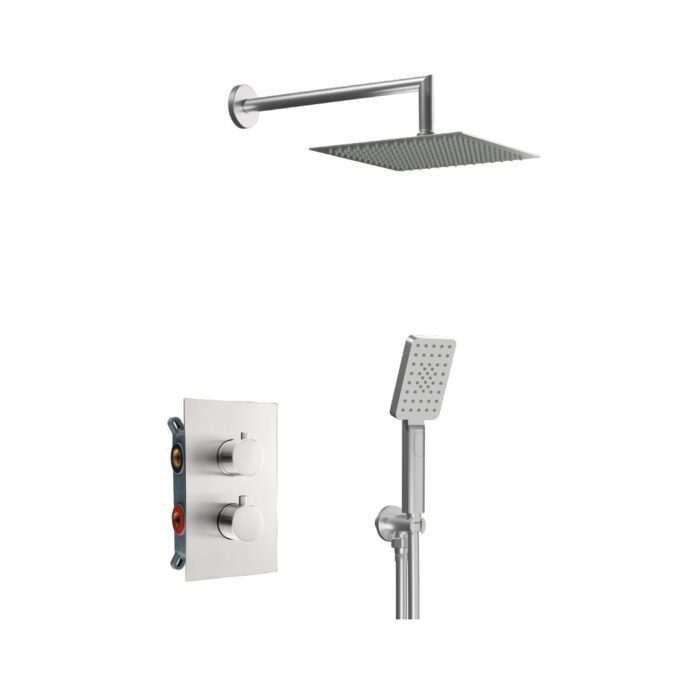 Душ за вграждане с термостатен смесител Alpha Сатен никел