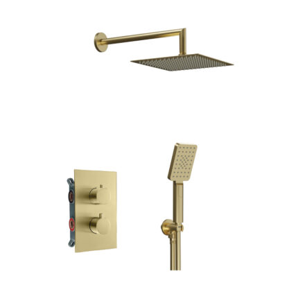 Душ за вграждане с термостатен смесител Alpha Четкано злато