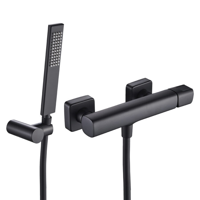 Стенен смесител с душ комплект Tores Черен