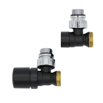 Crystal Комплект спирателни кранове за водна лира, черен мат (без адаптори ¾“ към 16×2 mm)